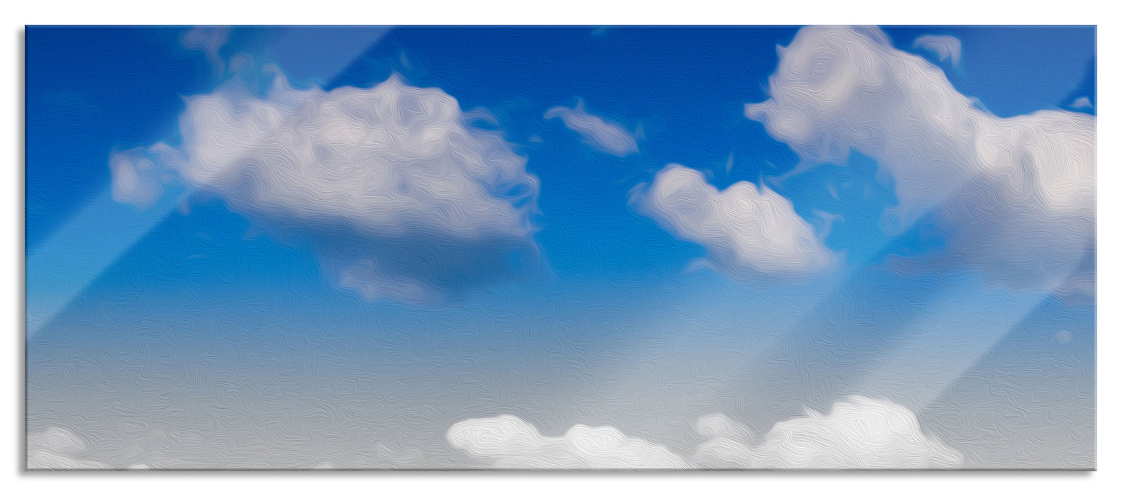 Pixxprint Schäfchenwolken an blauem Himmel, Glasbild Panorama