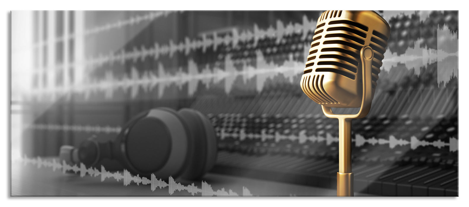 Pixxprint Cooles Musikstudio, Glasbild Panorama