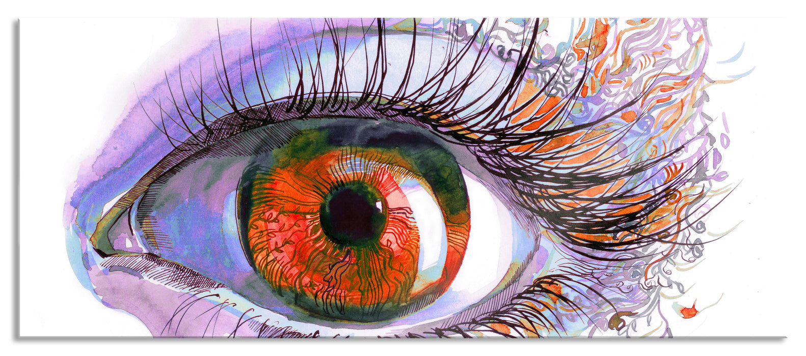 Pixxprint wunderschöne Zeichnung eines Auges, Glasbild Panorama