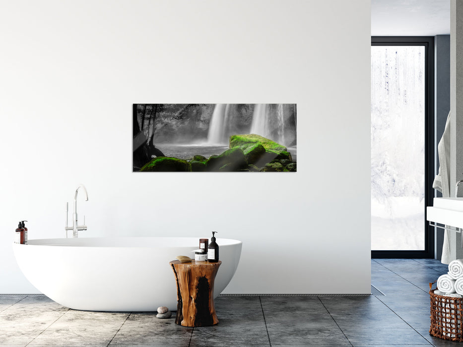 Wasserfall im Dschungel, Glasbild Panorama