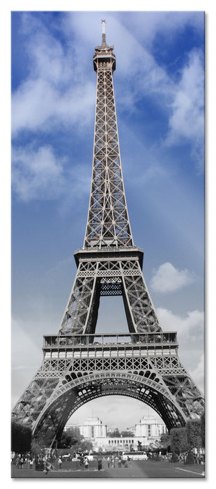 Pixxprint Eifelturm mit Himmel Paris, Glasbild Panorama