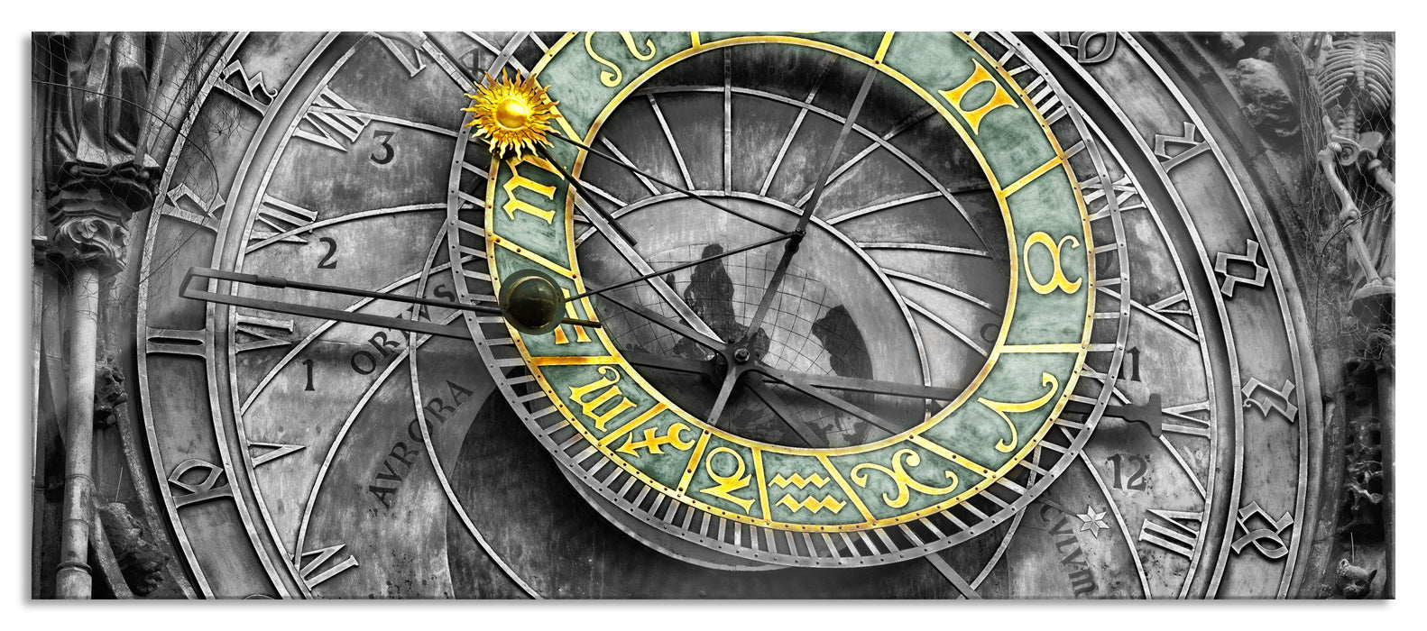 atronomische Uhr in Prag, Glasbild Panorama