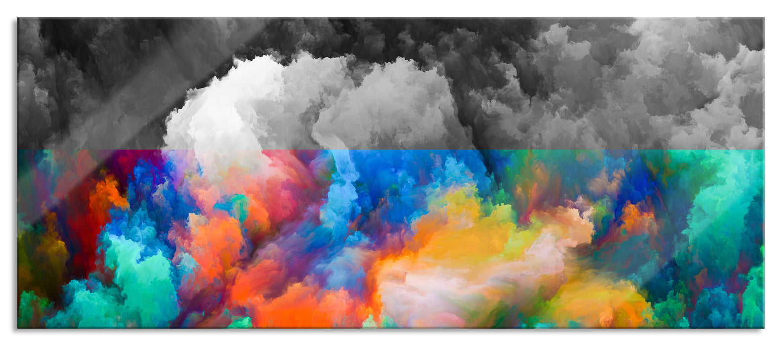 Pixxprint Buntes Farbenmeer Holi, Glasbild Panorama