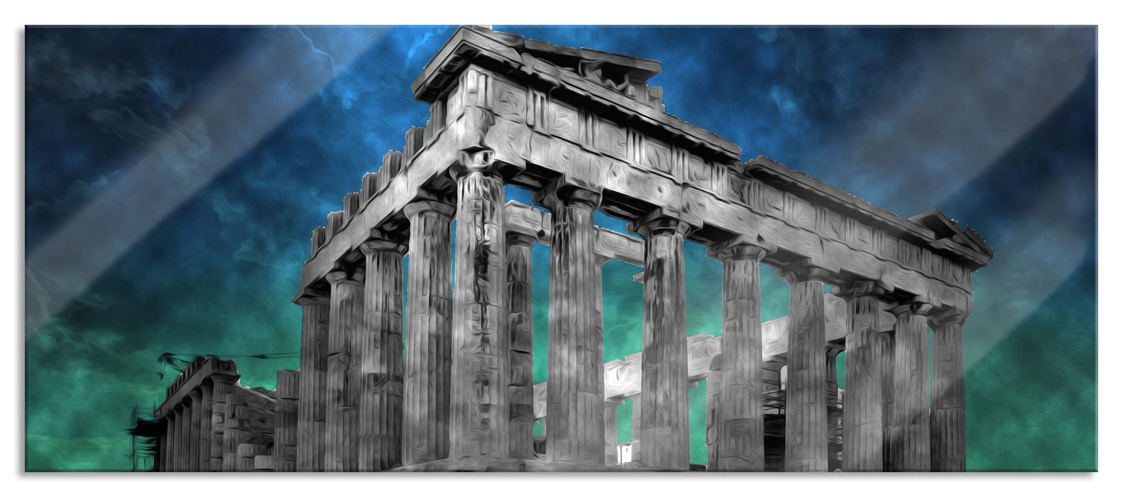 Pixxprint Propyläe von Akropolis in Athen, Glasbild Panorama