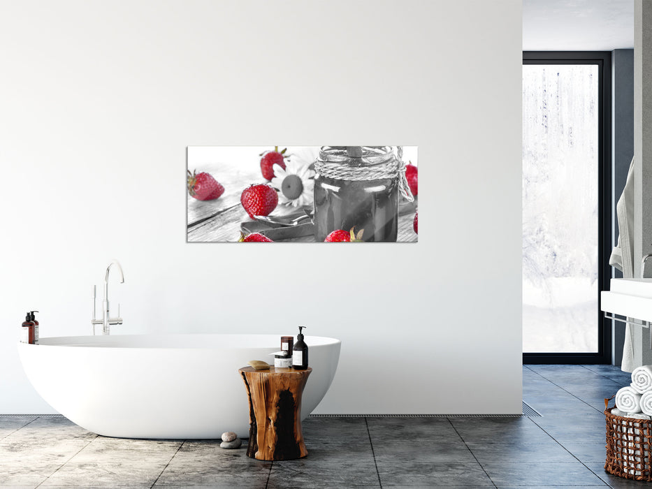 Erdbeeren Marmelade, Glasbild Panorama