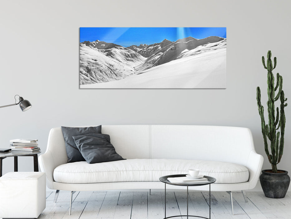 Berglandschaft im Winter, Glasbild Panorama