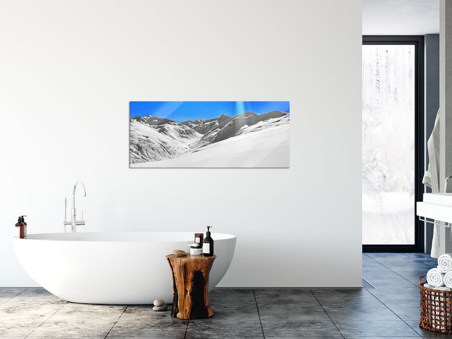 Berglandschaft im Winter, Glasbild Panorama