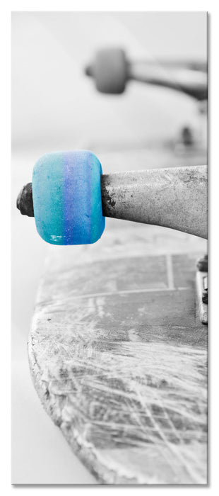 Pixxprint Skateboard schwarz weiß, Glasbild Panorama