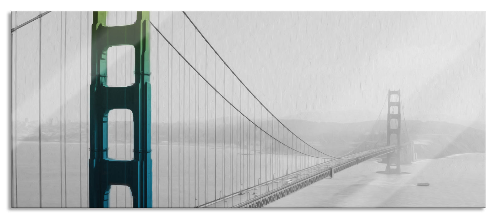 Pixxprint Golden Gate Bridge Regenbogen, Glasbild Panorama