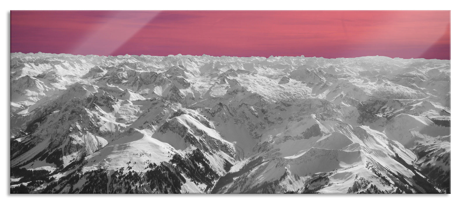 Pixxprint Alpen mit Schnee, Glasbild Panorama