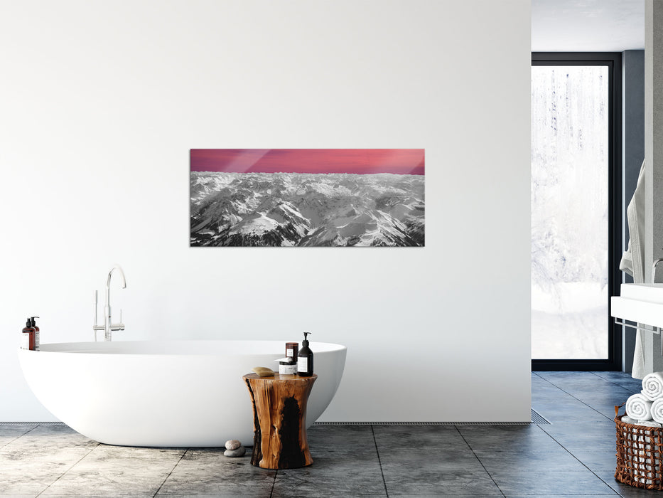 Alpen mit Schnee, Glasbild Panorama