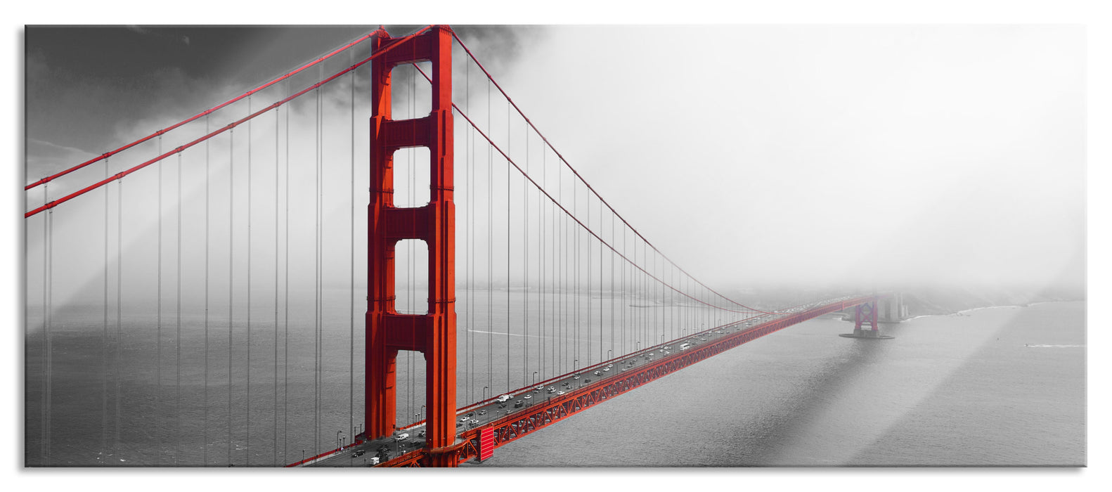 Pixxprint Golden Gate Bridge, Glasbild Panorama