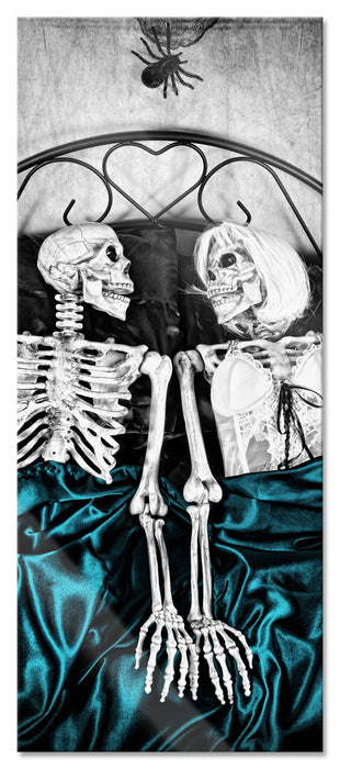 Pixxprint Horror Paar im Schlafzimmer, Glasbild Panorama