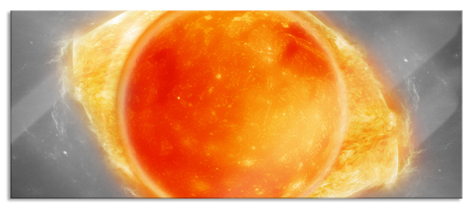 Pixxprint großer brennender Planet, Glasbild Panorama