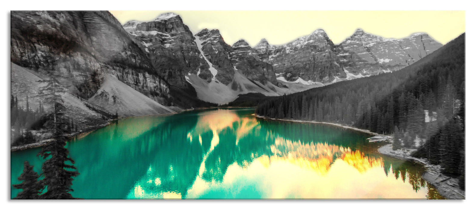 Pixxprint Moraine Lake in Canada, Glasbild Panorama