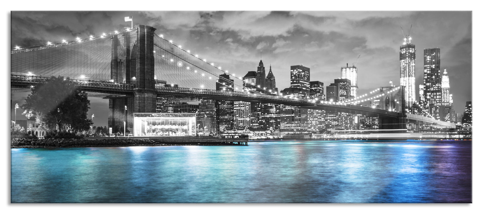 Pixxprint New York Skyline, Glasbild Panorama