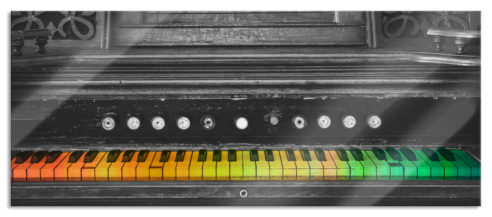 Pixxprint Klavier mit Tasten, Glasbild Panorama