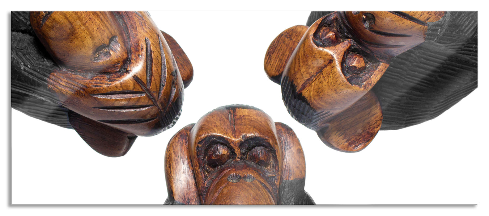 Pixxprint Nichts hören/sehen/sagen, Glasbild Panorama