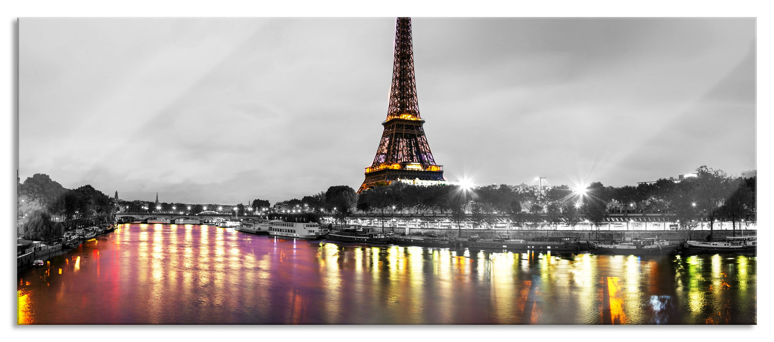 Pixxprint Eifelturm in Paris, Glasbild Panorama