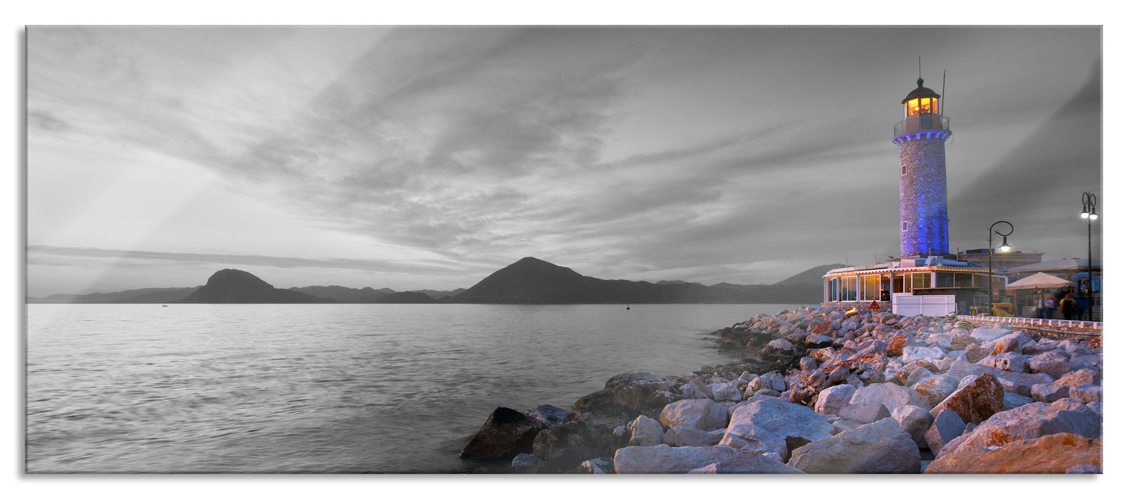 Pixxprint Romantischer Leuchtturm bei Ebbe, Glasbild Panorama