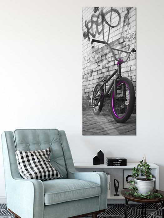 BMX Fahrrad Graffiti, Glasbild Panorama