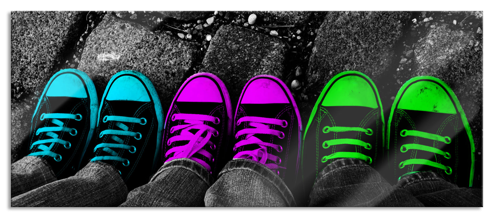 Pixxprint Sportschuhe Modern , Glasbild Panorama