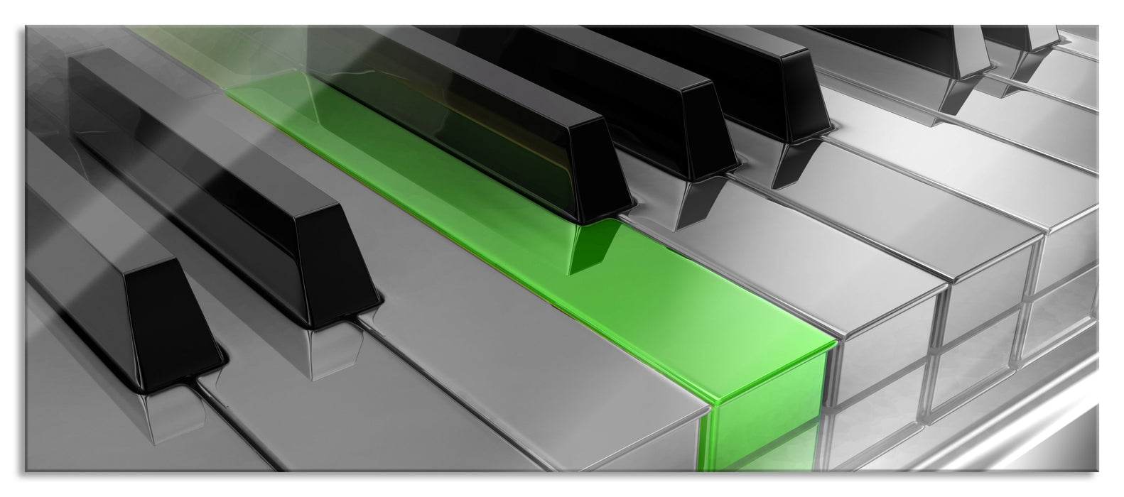 Pixxprint Piano green Klaviertasten, Glasbild Panorama