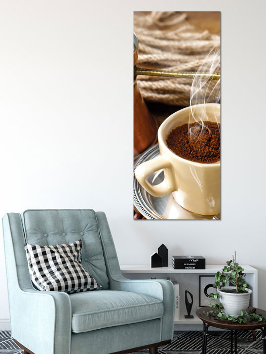 Kaffe Kaffeetasse Kaffee, Glasbild Panorama