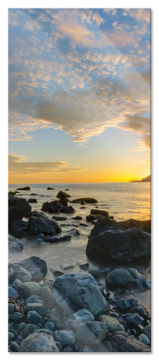 Pixxprint Felsen am Strand, Glasbild Panorama