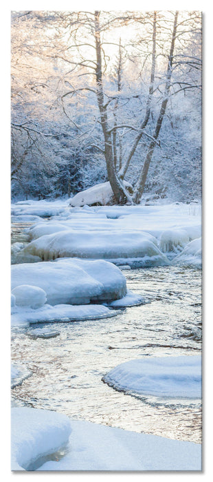 Pixxprint Bach in Winterlandschaft, Glasbild Panorama