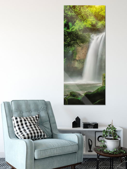 Wasserfall, Glasbild Panorama