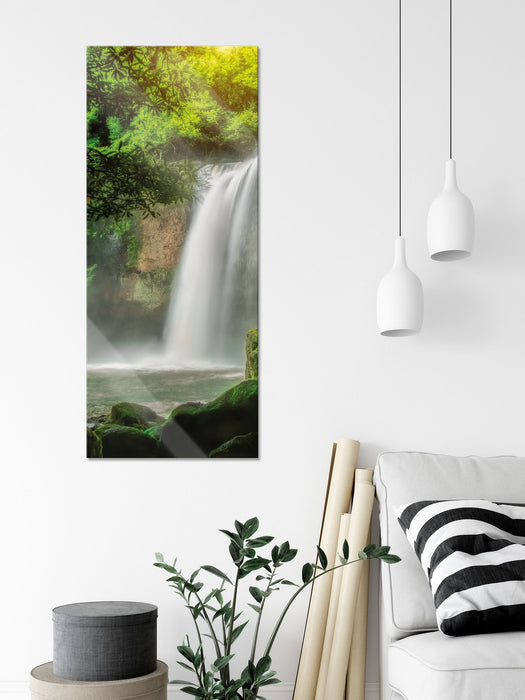 Wasserfall, Glasbild Panorama