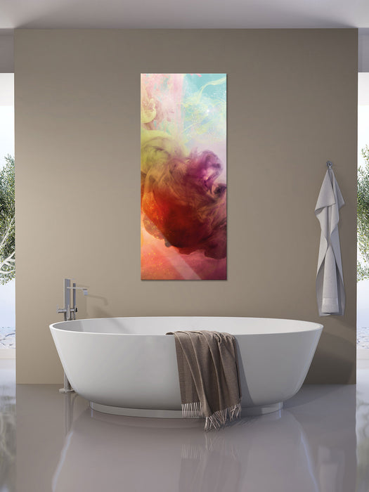 Bunte Wasserwelle, Glasbild Panorama