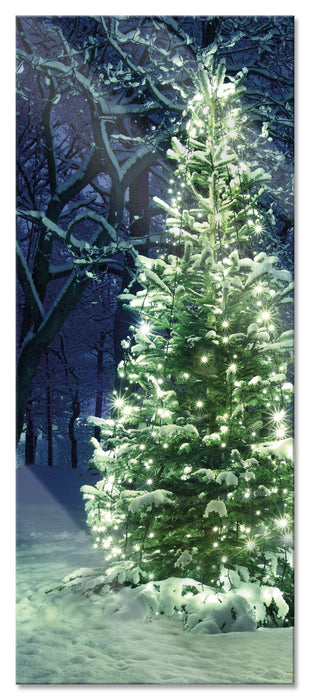 Pixxprint Leuchtender Weihnachtsbaum, Glasbild Panorama