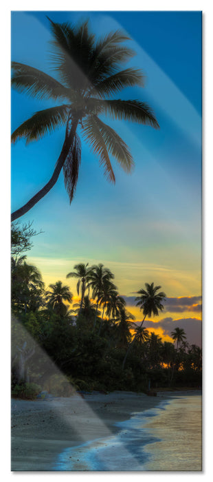 Pixxprint Palmen am Strand, Glasbild Panorama