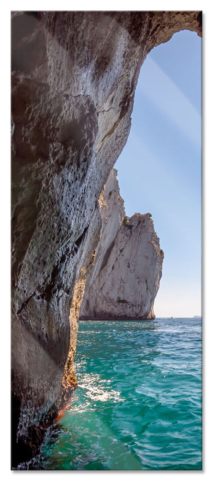 Pixxprint Felstor im Meer, Glasbild Panorama