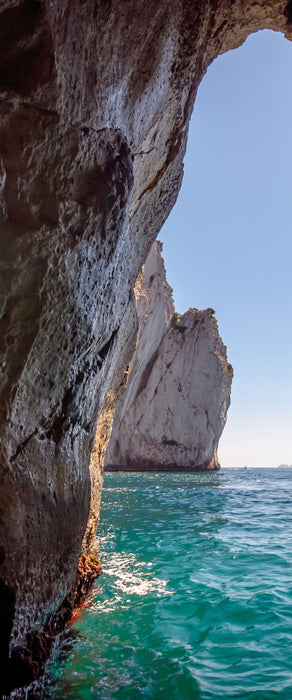 Felstor im Meer, Glasbild Panorama