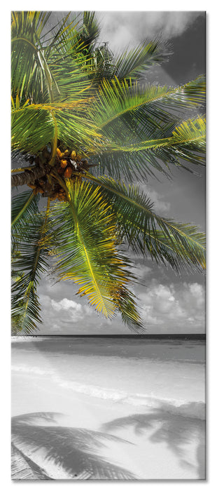 riesige Palmen über Strand, Glasbild Panorama