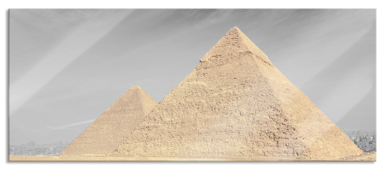 Pixxprint Pyramiden von Gizeh, Glasbild Panorama