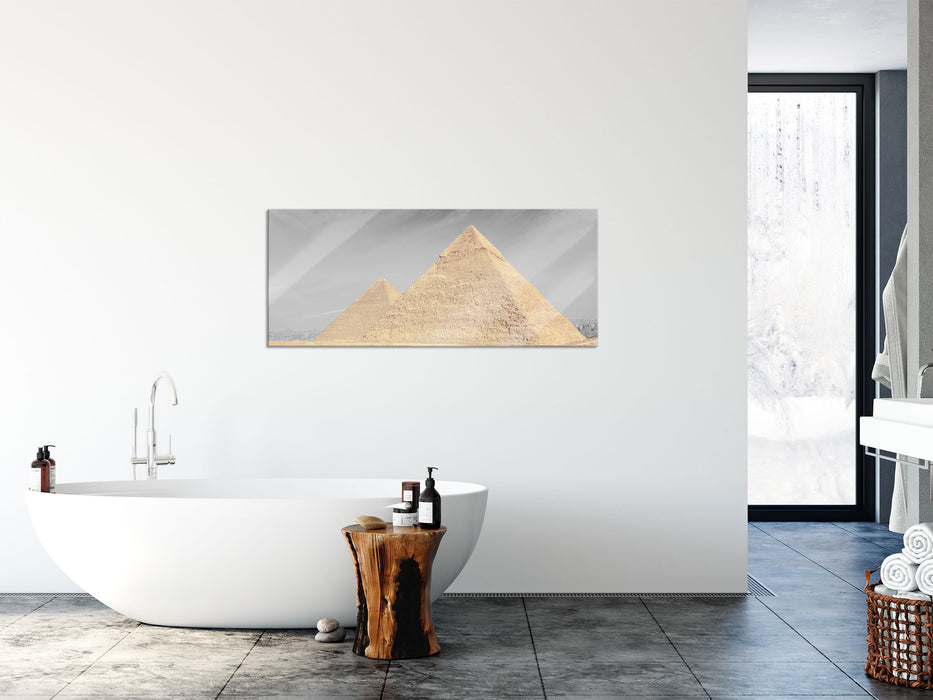 Pyramiden von Gizeh, Glasbild Panorama