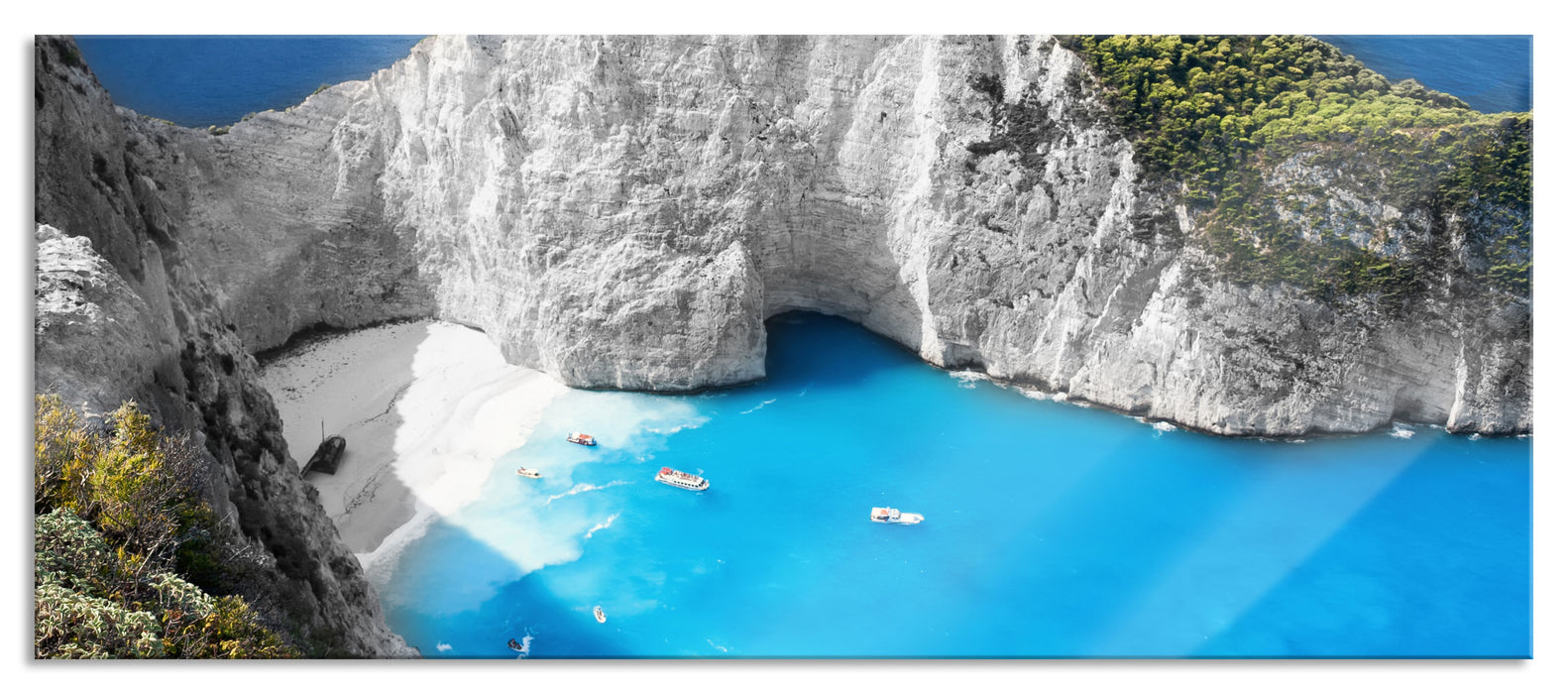 Pixxprint Steile Bucht im Mittelmeer, Glasbild Panorama