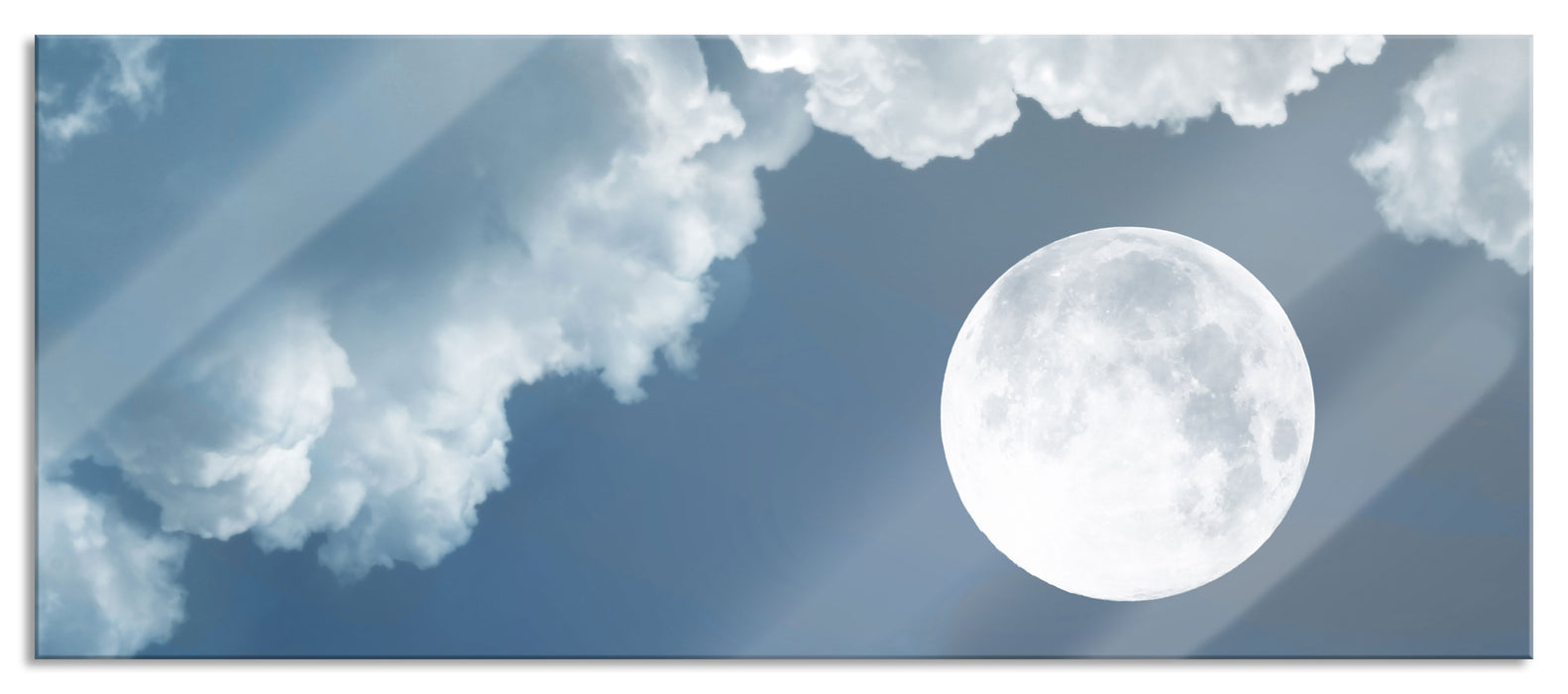 Pixxprint Vollmond über Wolke, Glasbild Panorama