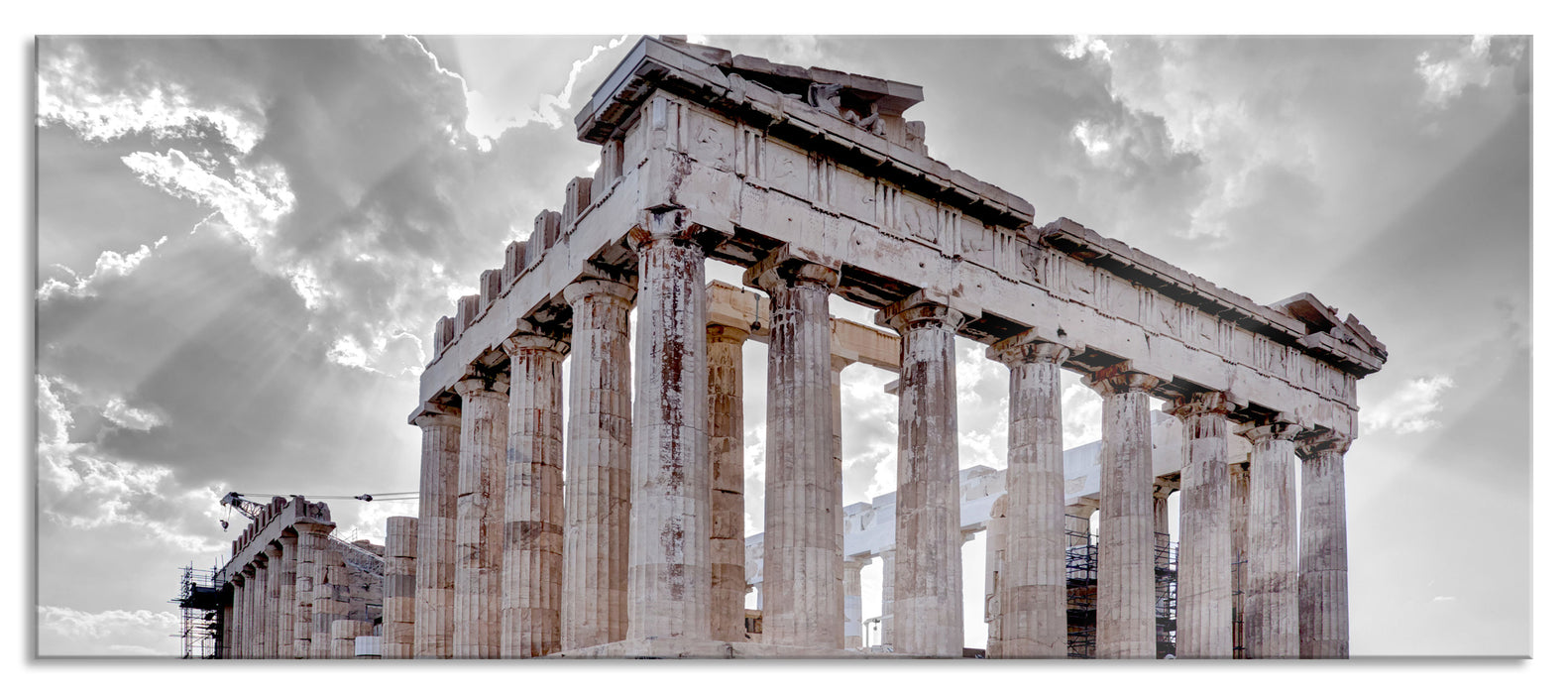Pixxprint Propyläe von Akropolis in Athen, Glasbild Panorama