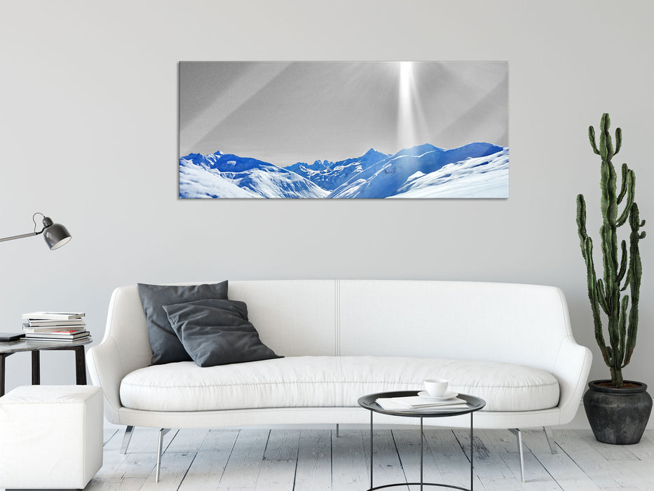 Berglandschaft im Winter, Glasbild Panorama