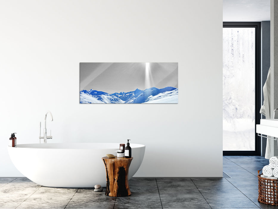 Berglandschaft im Winter, Glasbild Panorama