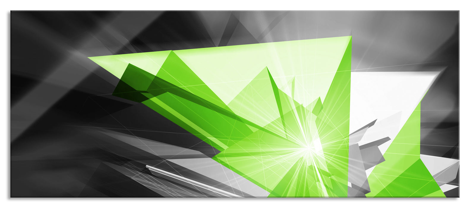 Pixxprint Abstrakt grünes Eis, Glasbild Panorama