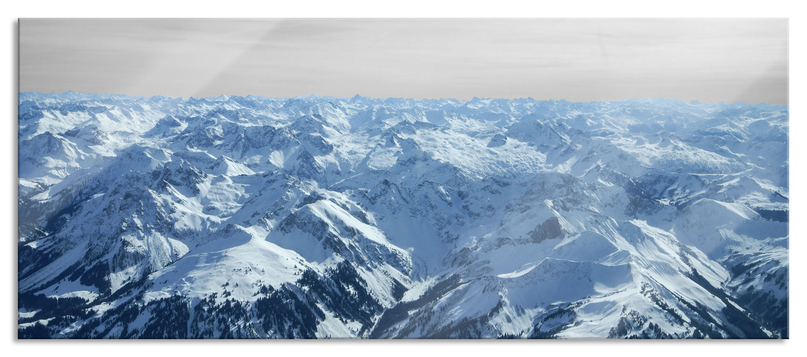 Pixxprint Alpen mit Schneespitzen, Glasbild Panorama