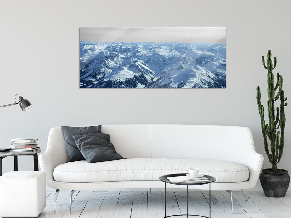 Alpen mit Schneespitzen, Glasbild Panorama