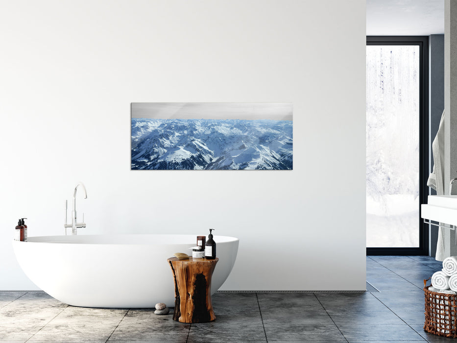 Alpen mit Schneespitzen, Glasbild Panorama