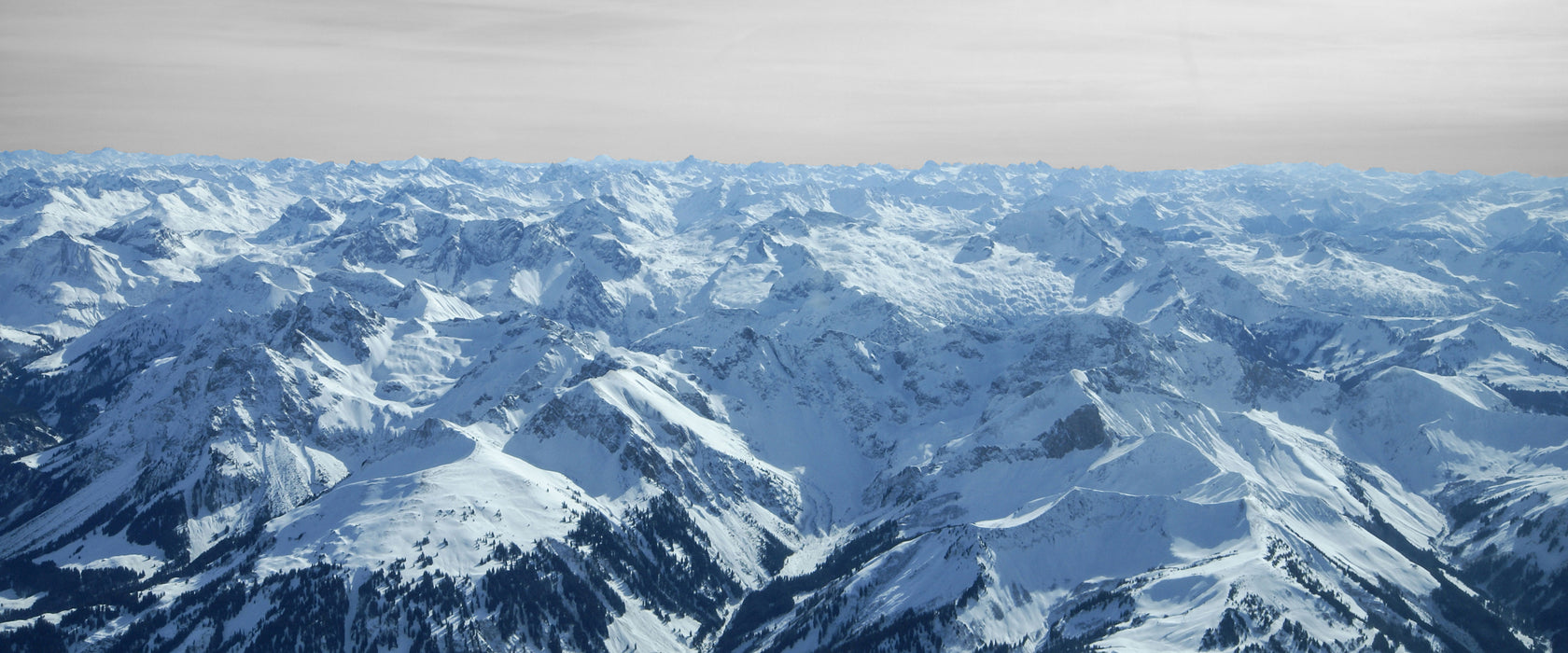 Alpen mit Schneespitzen, Glasbild Panorama